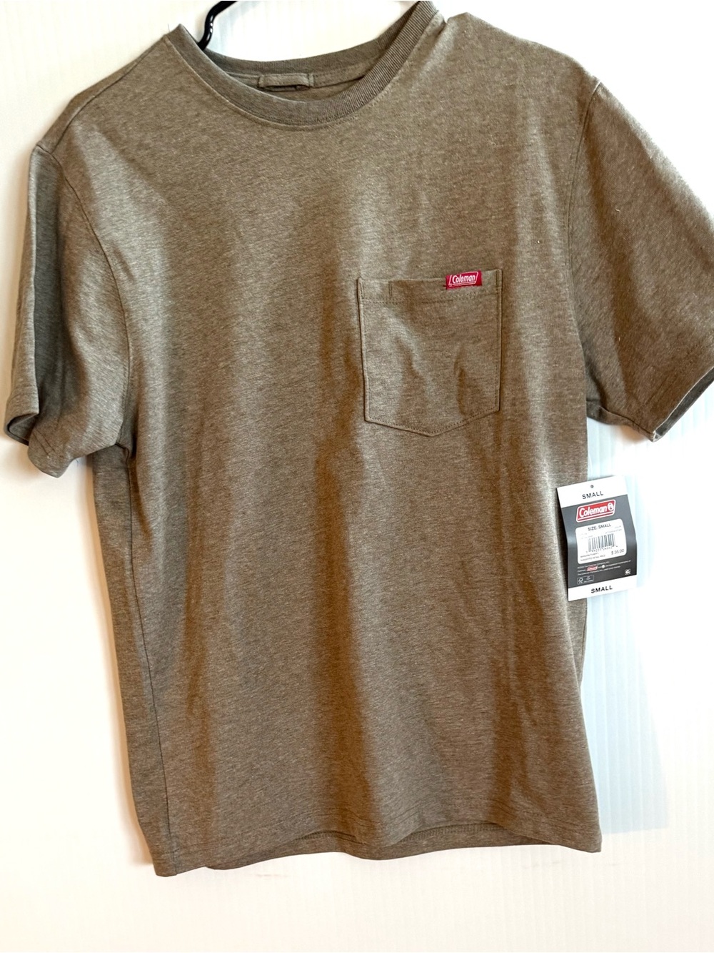 Coleman Tan/Beige Short-Sleeve Pocket Tee with Red Logo Tab